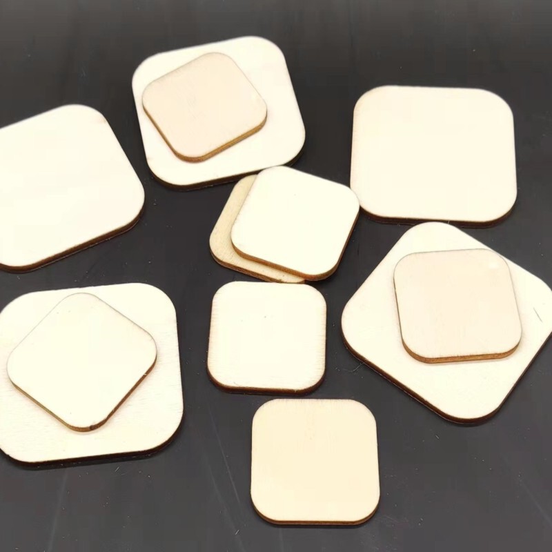 Rounded Square wood board pieces diy handmade model material painting Wood laser cut decorative wood pieces