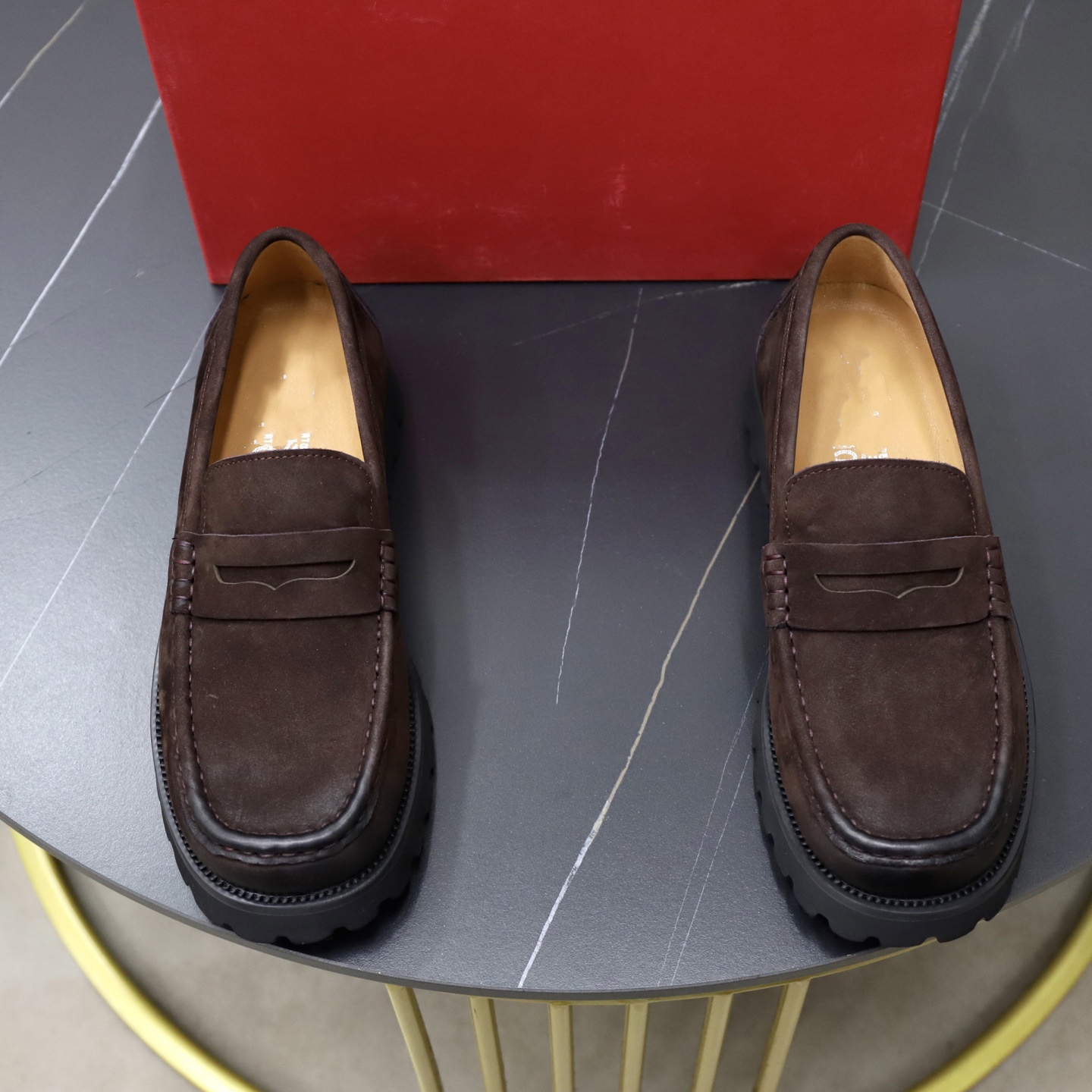 Quality Shoes Spring Summer New Retro Old Money Style Loafers Big Toe Brown Suede Shoes Men_vogvips.com