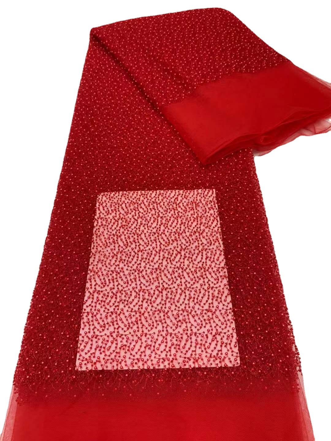 Cifrado tubo burbuja de cuentas bordado velo de novia vestido de tela en stock vestido de baile tela de encaje JX3404