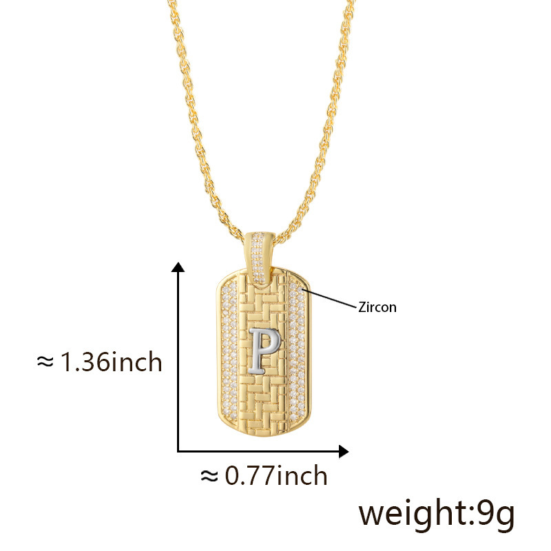 璀彩 欧美嘻哈饰品26英文字母铜吊坠镶嵌锆石个性项链创意毛衣链|undefined