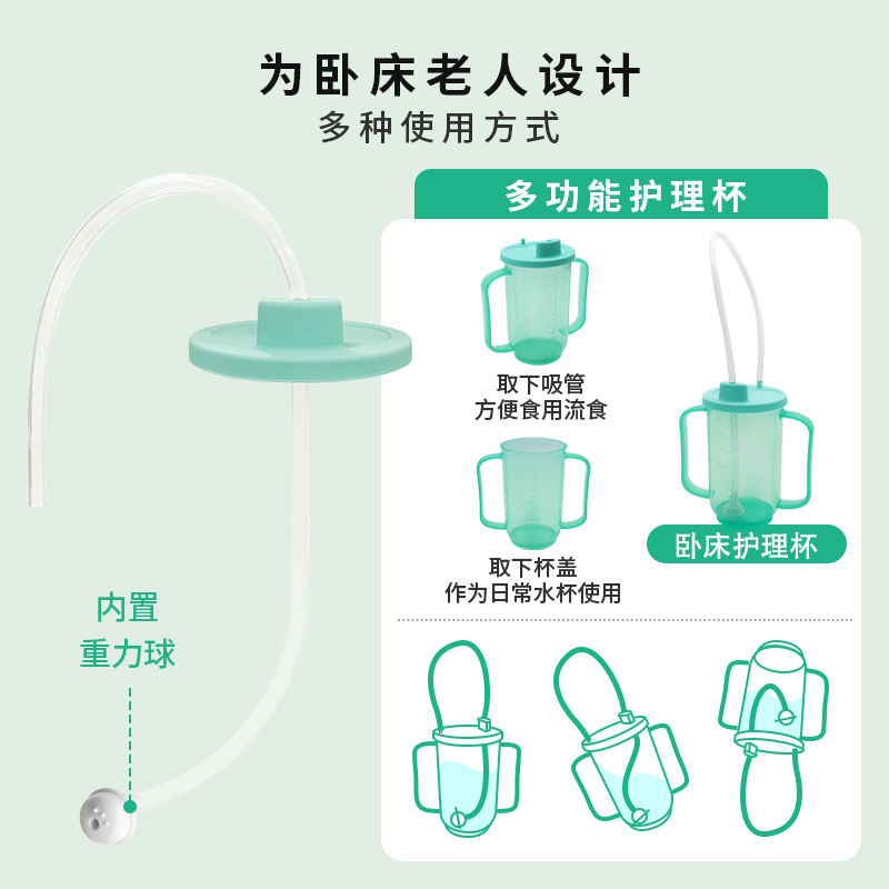 卧床护理杯吸管防呛杯老人杯子喂食器病人喝水护理杯防呛防漏杯子