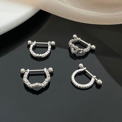 Screw earrings, new trendy love earrings, niche design, simple ear bone nails, trendy ear buckles, light luxury earrings for women