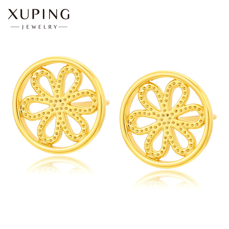 Pendientes de Botón Xuping, Modernos, Chapados en Oro, Simples, Versátiles, Exquisitos, Sin Circonitas, Joyería al por Mayor Transfronteriza