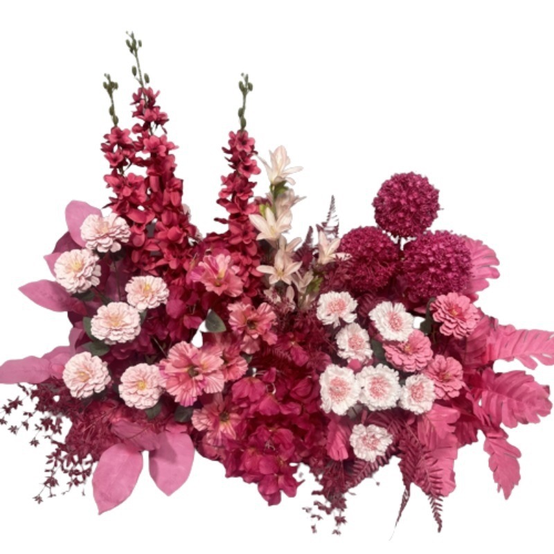 Flor de la boda de la flor Chiyeya rosa roja fila de orquídeas fila de flores bosque escena de compromiso decoración de la boda fondo de decoración