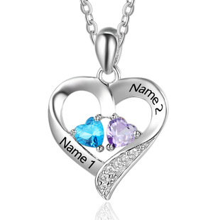 Heart Necklace Custom Birthstone NecklaceAS100266-101893 B0793RJKC8