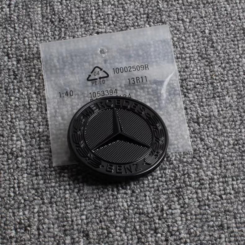 Mercedes-Benz hood emblem, flat design, for ML320, ML350, ML400, ML500, ML63 models; modified glossy black front hood emblem