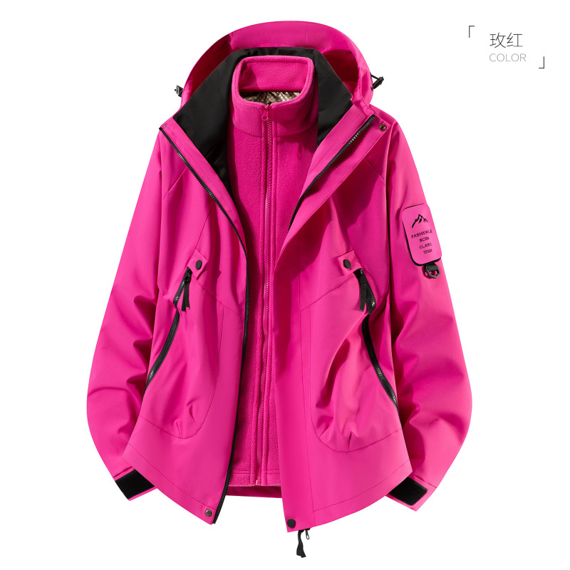 户外机能冲锋衣女款三合一防风防水情侣山系徒步进藏登山服外套男|undefined