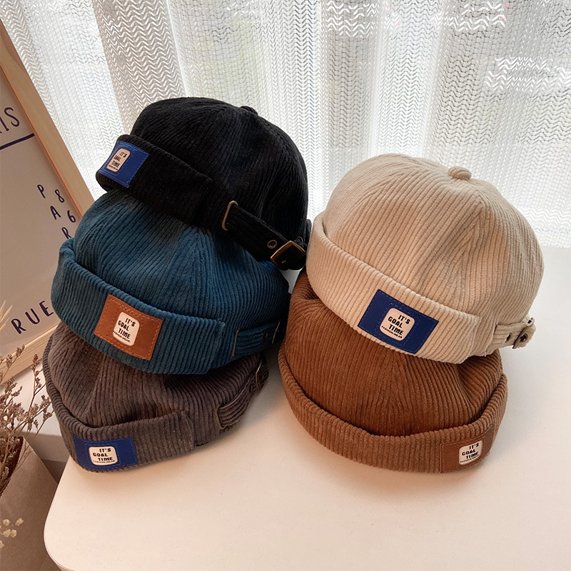 Gorro de pana con letras bordadas para hombre, estilo retro callejero, estilo coreano, moderno, estilo hip-hop, para mujer.