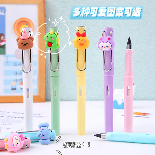 Creative Cartoon Eternal Pencil Not Easy to Break Students No Need to Sharpen Black Technology HB Pencil Positive Study Supplies