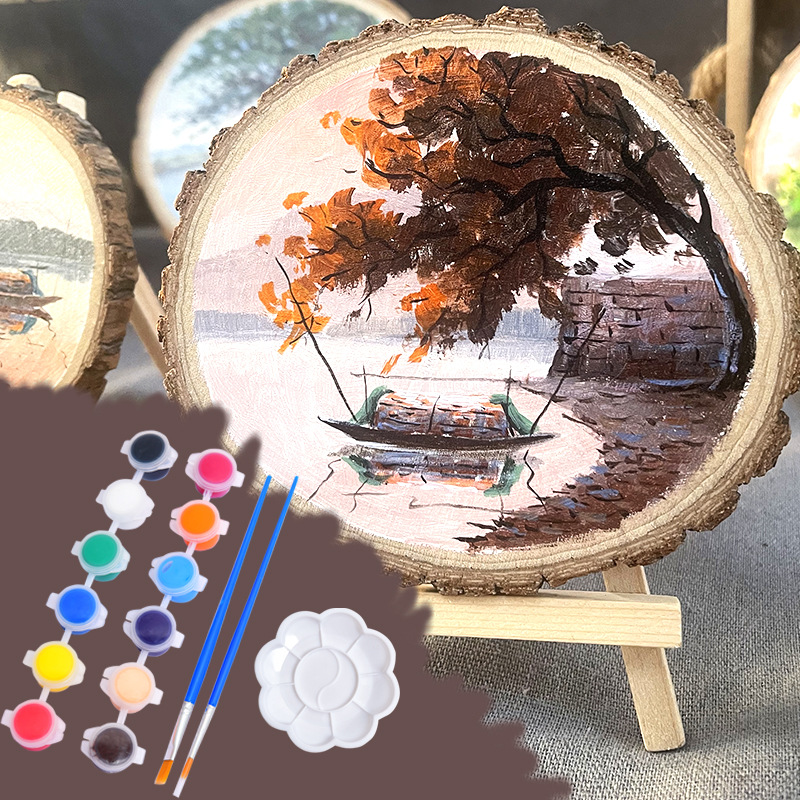 幼儿园绘画小圆片三角架画板 宝宝益智教具手工DIY涂画美术材料包