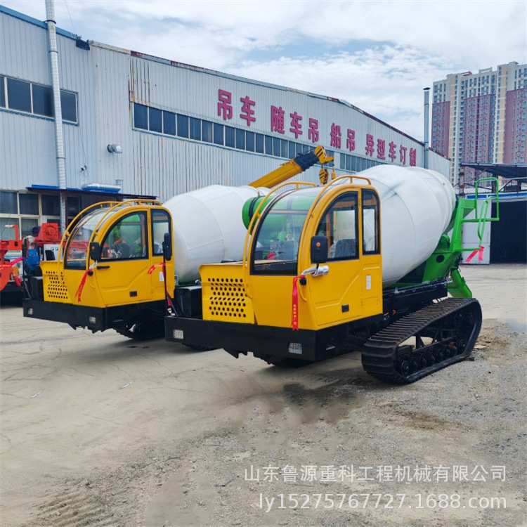 水泥搅拌履带商砼车 2-3方混凝土运输罐车 农用履带商混车