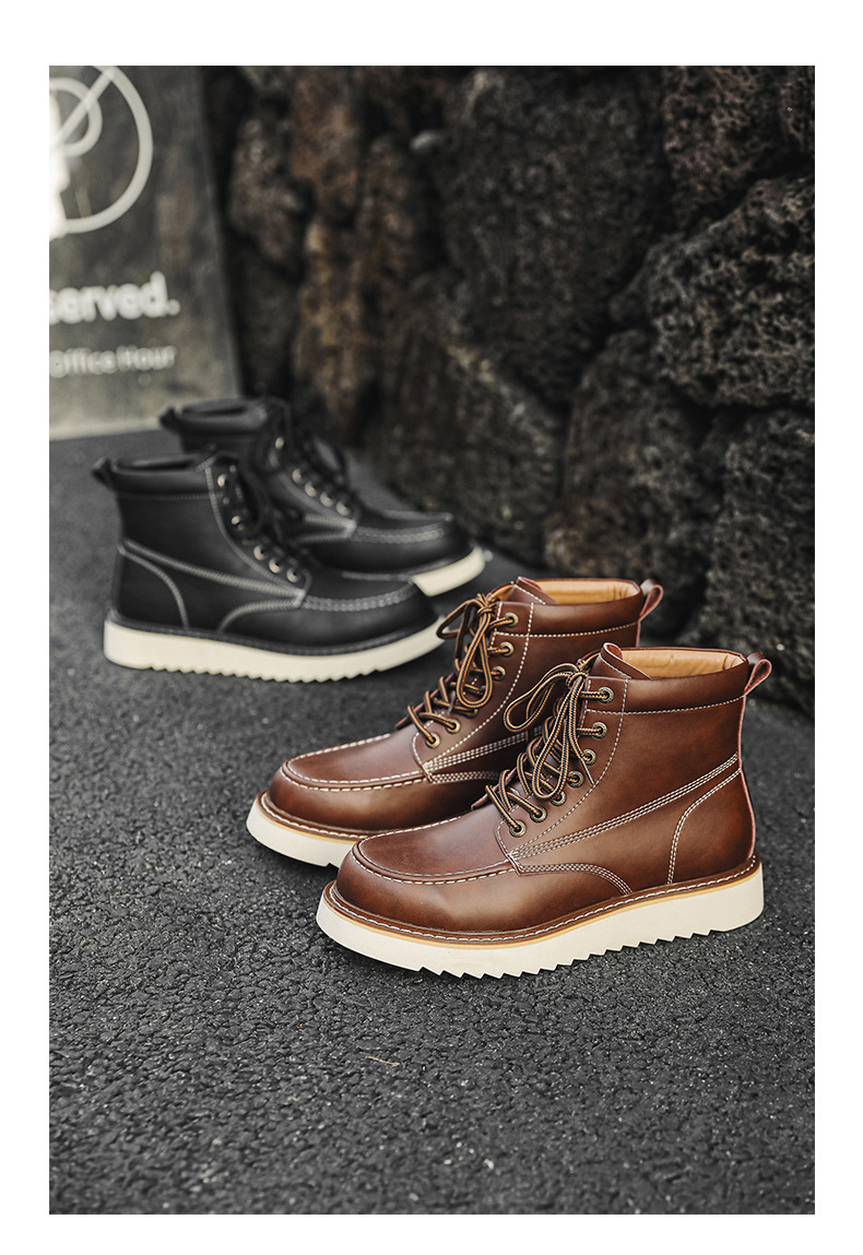 Herren Martin Boots Mit Dicker Sohle Für Outdoor Und Arbeit_voghion.com