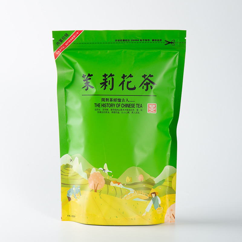 Jasmine Tea Self-Sealing Bag Moisture-Proof Half-Kilogram Tea Packaging Bag Stand-Up Pouch Sealed Bags YX3339