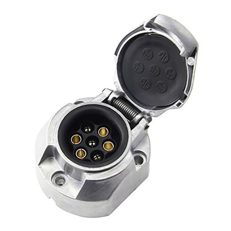 European-Style 7-Core Trailer Power Conversion Interface Aluminum Alloy Socket 7-Hole Tail Light Brake Light Signal Connector