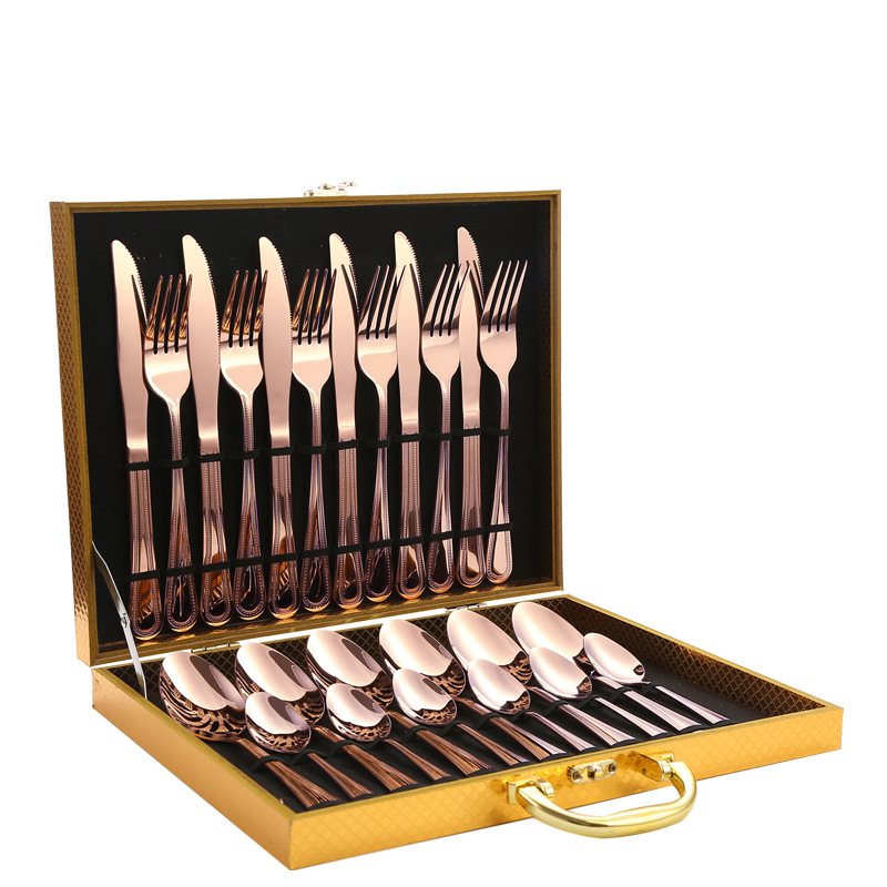 Productos de comercio electrónico transfronterizos cubiertos de acero inoxidable 24 piezas de cuchillo de filete de cuchara de cuchillo de cuchara de cuchillo de cuchillo