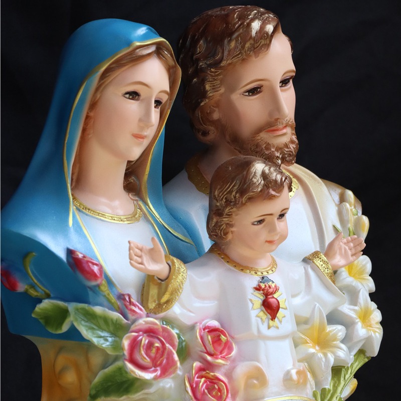 Transfronterizo 33cm busto familia tres adornos de resina iglesia gabinete de televisión escultura de escritorio artesanía 30 - 40