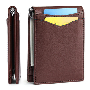 New men's ultra-thin wallet Europe and the United States simple leisure RFID gold clip leather card wallet wholesale wallet