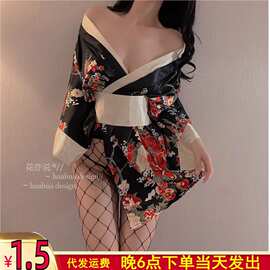 黑和服 日系纯欲睡袍性感睡衣浴袍和服cos制服套