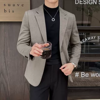秋冬高级感星空呢面料西服 男士英伦一粒扣纯色西装外套