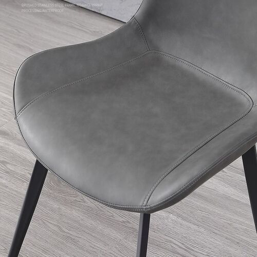 Nordic dining chair for home, modern minimalist chair with ironwork, luxurious backrest chair, leather, restaurant, commercial, viral chair