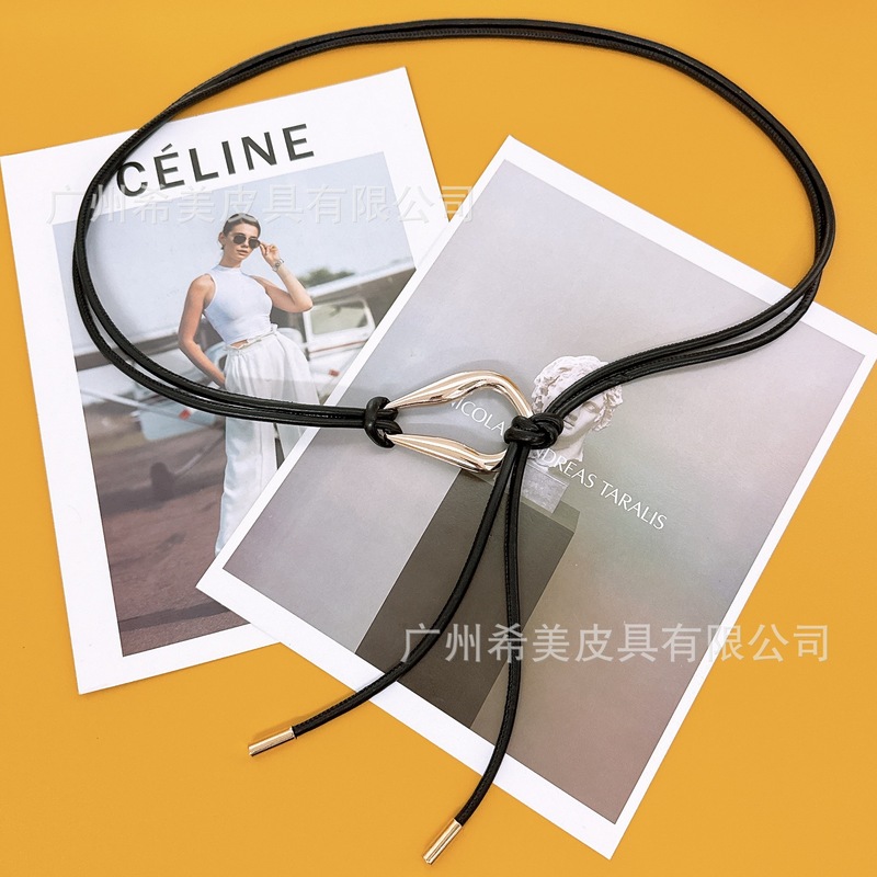 百搭女士pu小皮绳腰带收腰连衣裙大衣装饰打结腰绳细皮带时尚休闲|undefined