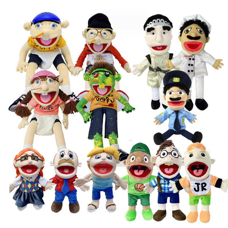 Jeff Hand Puppet Cross-Border Toy Open Mouth Plush Toy Rock Jeff Hand Puppet Doll with Movable Mouth with Operating Rod