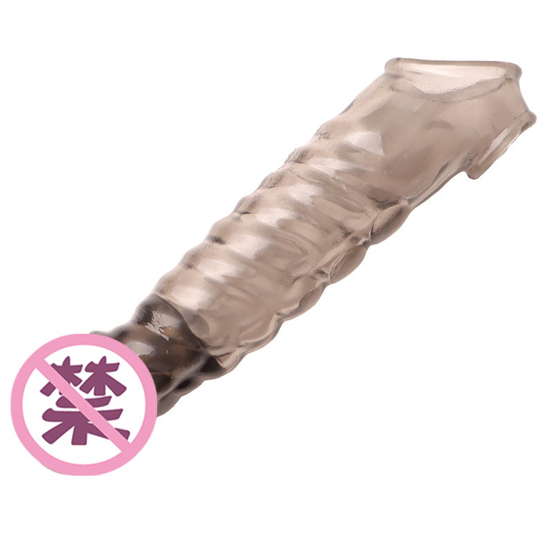Vibrating Lock-On Penis Sleeve Extender, TPE Male Delay Sleeve, Manual Control — detail image 27