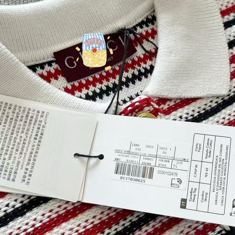 G's 正規バージョン ストライプ シングルブレスト ポロカラー 半袖 ポロシャツ レディース レッド 新品|undefined