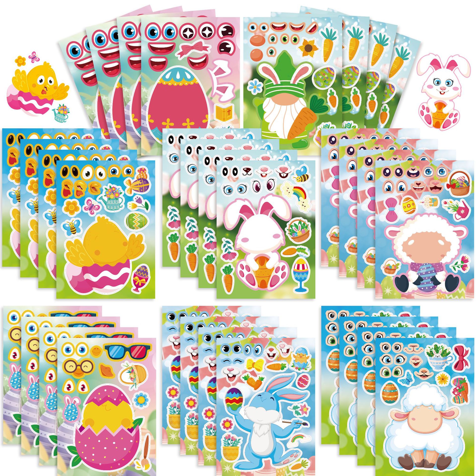 CM2310006 de dibujos animados de los niños lindo de Pascua entre padres e hijos Puzzle interactivo rompecabezas DIY cara pegatina