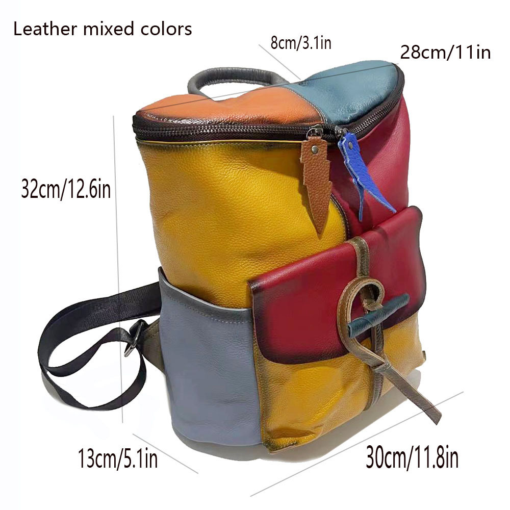 Women's Backpack, Hand Painted Cowhide Bucket Shoulder Bag_voghion.com