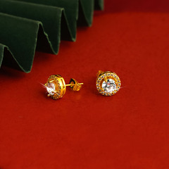 Fashionable and Exquisite Micro-Settings Diamond Pendant Adjustable Hook Ring, Light Luxury Versatile Round Earrings, Factory Supply