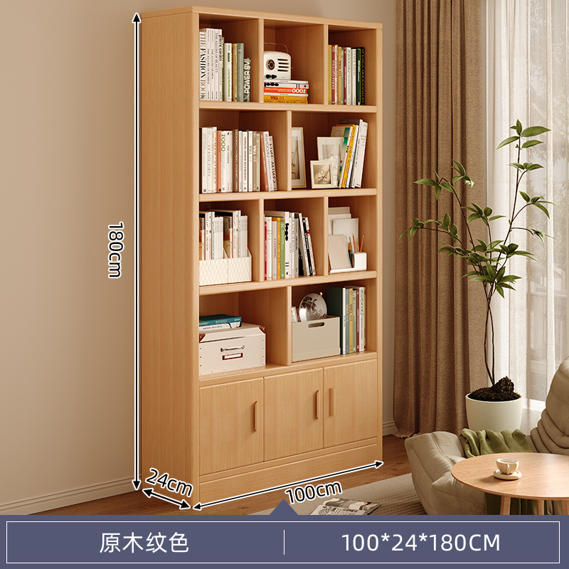 Librería combinada libre de madera sólida con estante de estante de almacenamiento de una pared completa multicapa integrada para almacenar librería doméstica