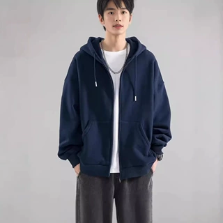 开衫卫衣男长袖春秋季2024新款美式潮牌重磅男生连帽休闲上衣外套