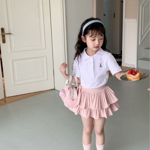  Summer New Arrival High-Quality Women's Popstar Pleated Skirt Wine Red Short Skirt Children's Fashion Half Skirt