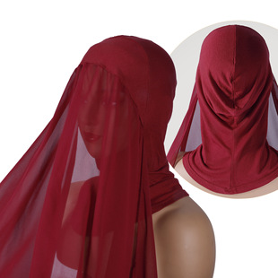 Malaysia suit Baotou Convenient Headscarf Base Cap Plus Pearl Chiffon Scarf Combination One Scarf