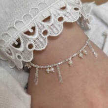 S925银淡水珍珠流苏碎银子手链设计感ins风小众精致复古文艺甜美