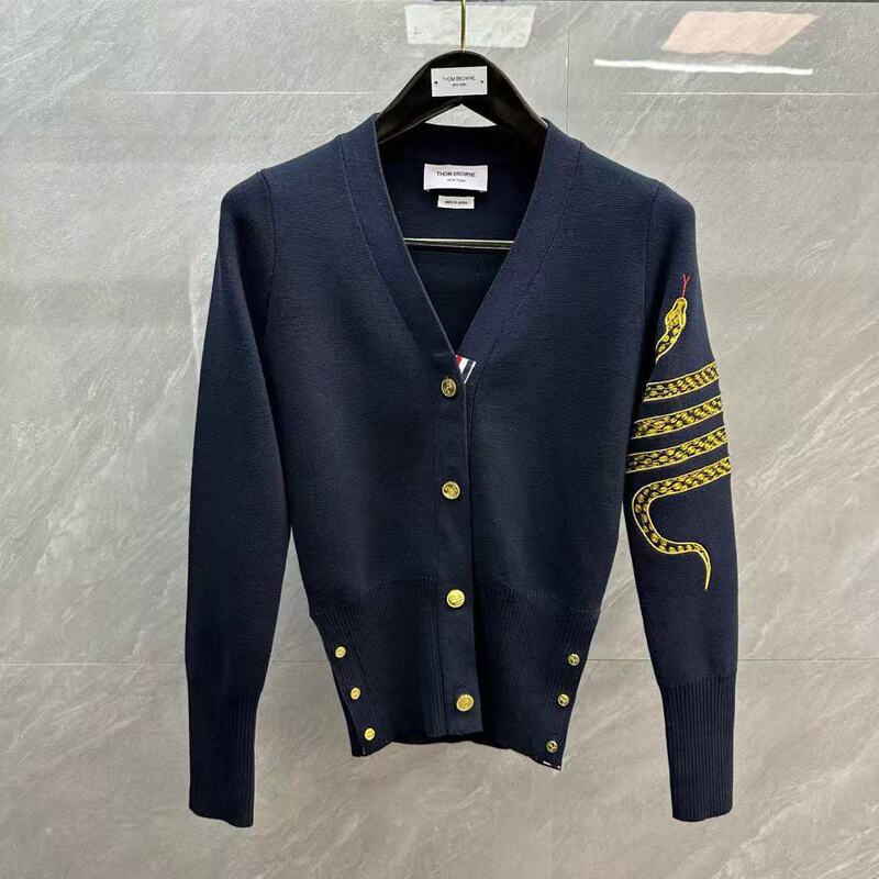Factory Direct Tb Women's Arm Snake-Shaped Embroidered Cardigan Casual Versatile Preppy Style Long-Sleeved Knitted Cardigan