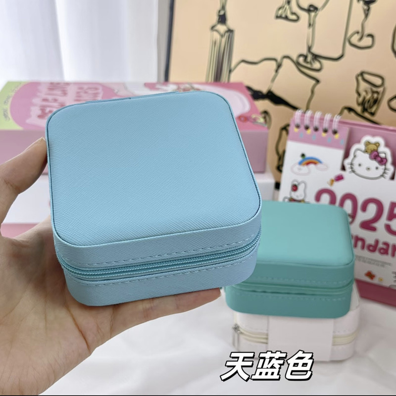 多機能ポータブルレザーツイルジッパーバッグリングネックレスイヤリングイヤリング大容量ジュエリー収納ボックス|undefined