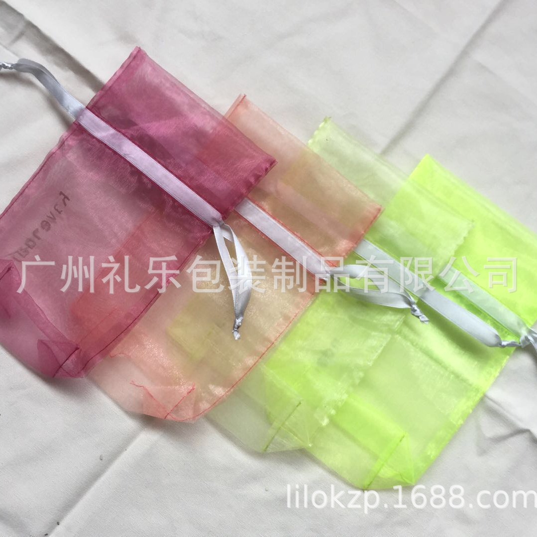 欧美礼品束口袋客制精品柯根纱袋Organza Jewelry Bags烫金烫印袋