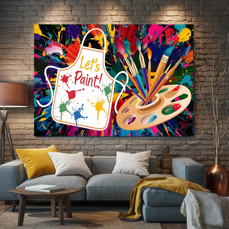 Cross-Border Let's Paint Art-Themed Photography Backdrop with Artistic Splatter Elements for Party Decoration Cross-Border Let's Paint Art-Themed Photography Backdrop with Artistic Splatter Elements for Party Decoration