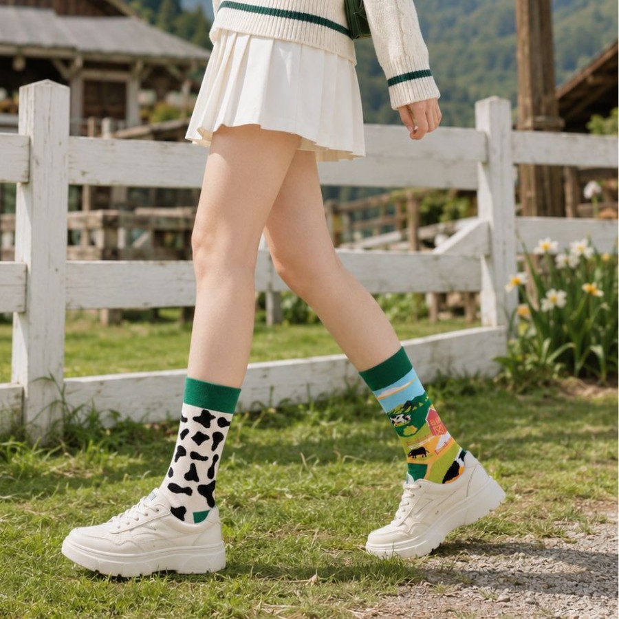 Calcetines AB, calcetines de tubo medio asimétricos y coloridos, calcetines modernos para hombres y mujeres, calcetines de algodón creativos y divertidos con dibujos animados. image 5