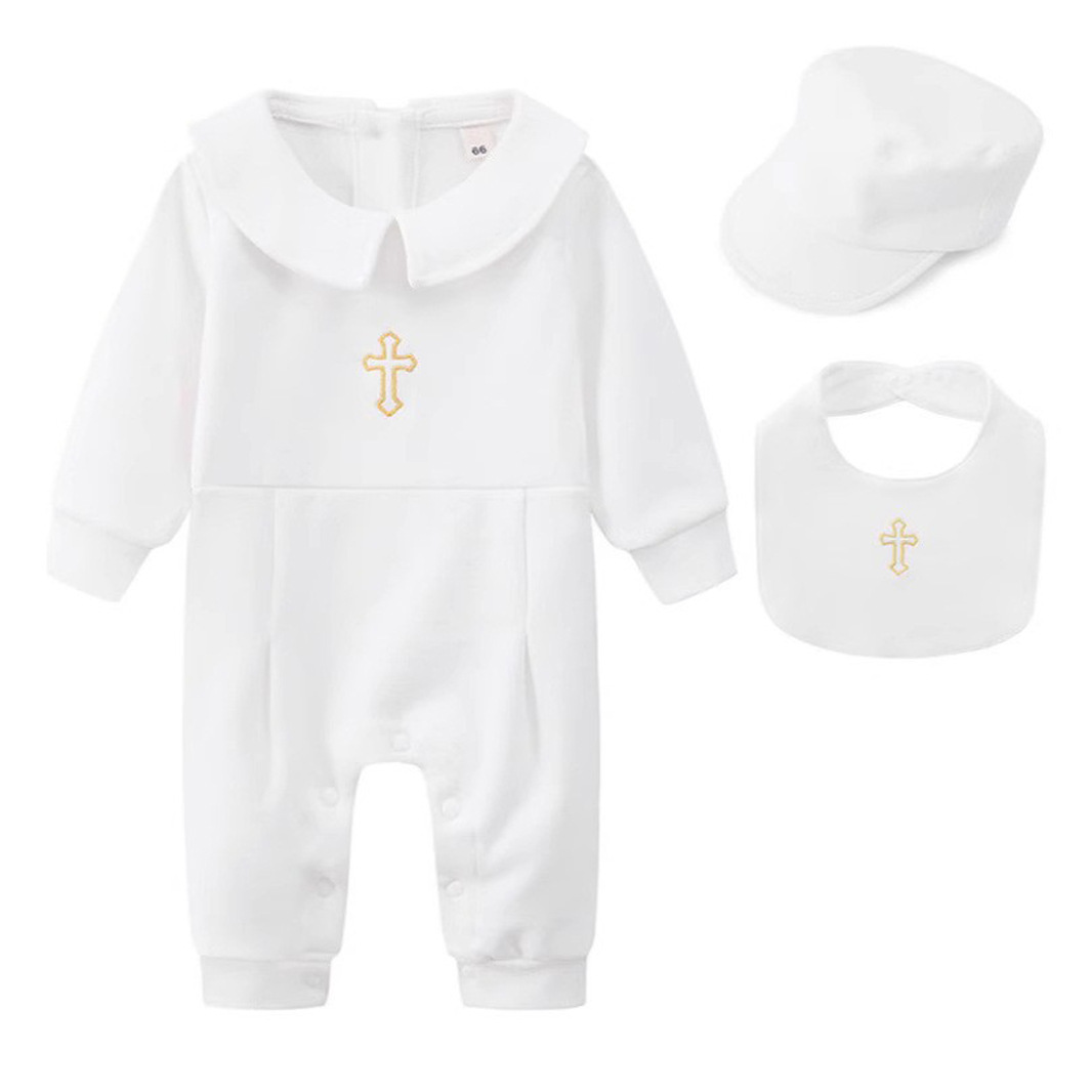 Cross-Border Spot Spring and Autumn New Baby Cute Cross Jumpsuit Baby Washable Dress Clothes Suit Romper