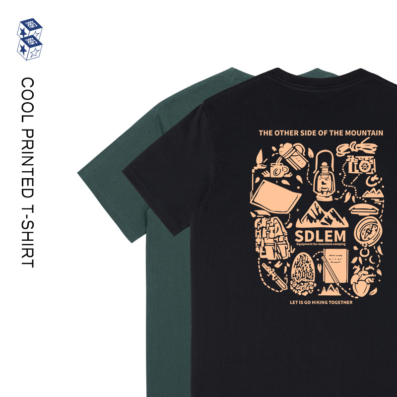 Men's Summer 230g Fun Printed T-Shirt Men's Trbottomyy Round Neck Loose Short-Sleeved Casual Versatile Bottoming Shirt Women Ins