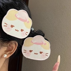 古早感坏笑猫二次元刘海贴可爱少女棉花糖猫碎发贴魔术贴无痕发饰