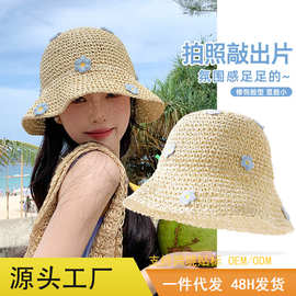 夏季户外出行女式简约时尚款防晒太阳帽子旅游遮阳百搭防晒草帽厂