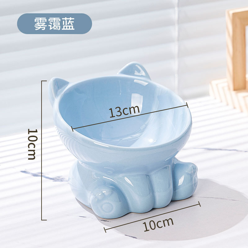 猫用ボウル セラミック製 猫用食器 黒ずみ防止 高足 斜め口 猫用食器 ペット用犬用水飲みボウル 首保護設計|undefined