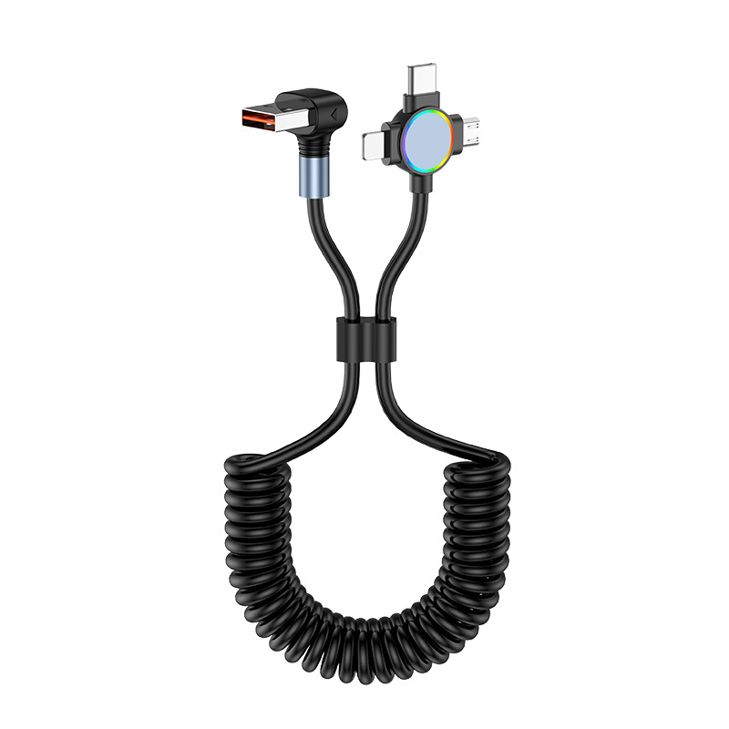 Cable de datos de primavera tres en uno para huawei apple 15 android carplay streamer coche retráctil cable de carga rápida