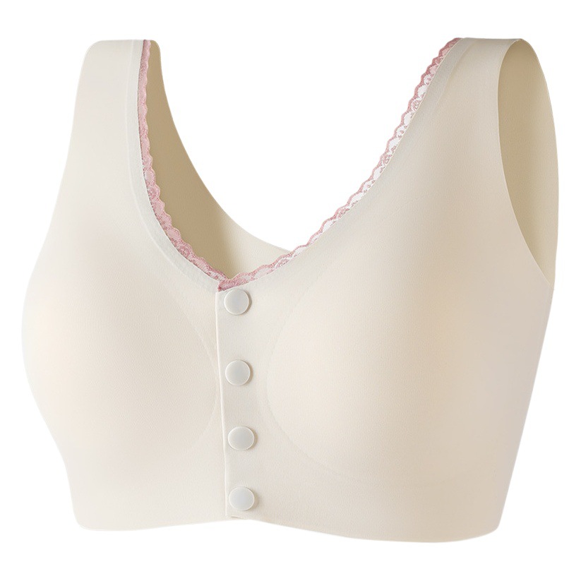 Seamless mamá ropa interior de las mujeres inalámbrico pequeño pecho push up mama colección de mediana edad y ancianos chaleco sujetador hebilla delantera sujetador