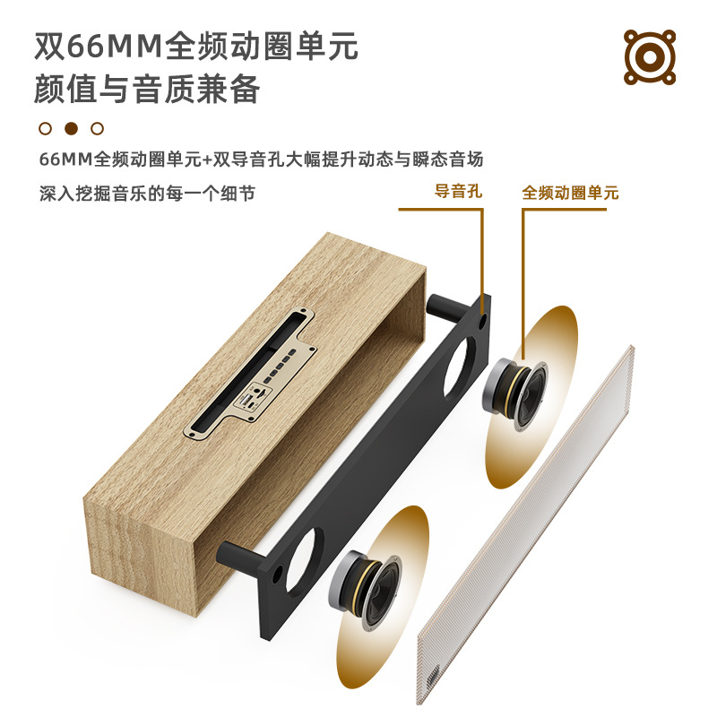 Altavoz Bluetooth inalámbrico largo de madera Retro, ordenador de escritorio para el hogar, altavoces duales, subwoofer, audio de alta calidad