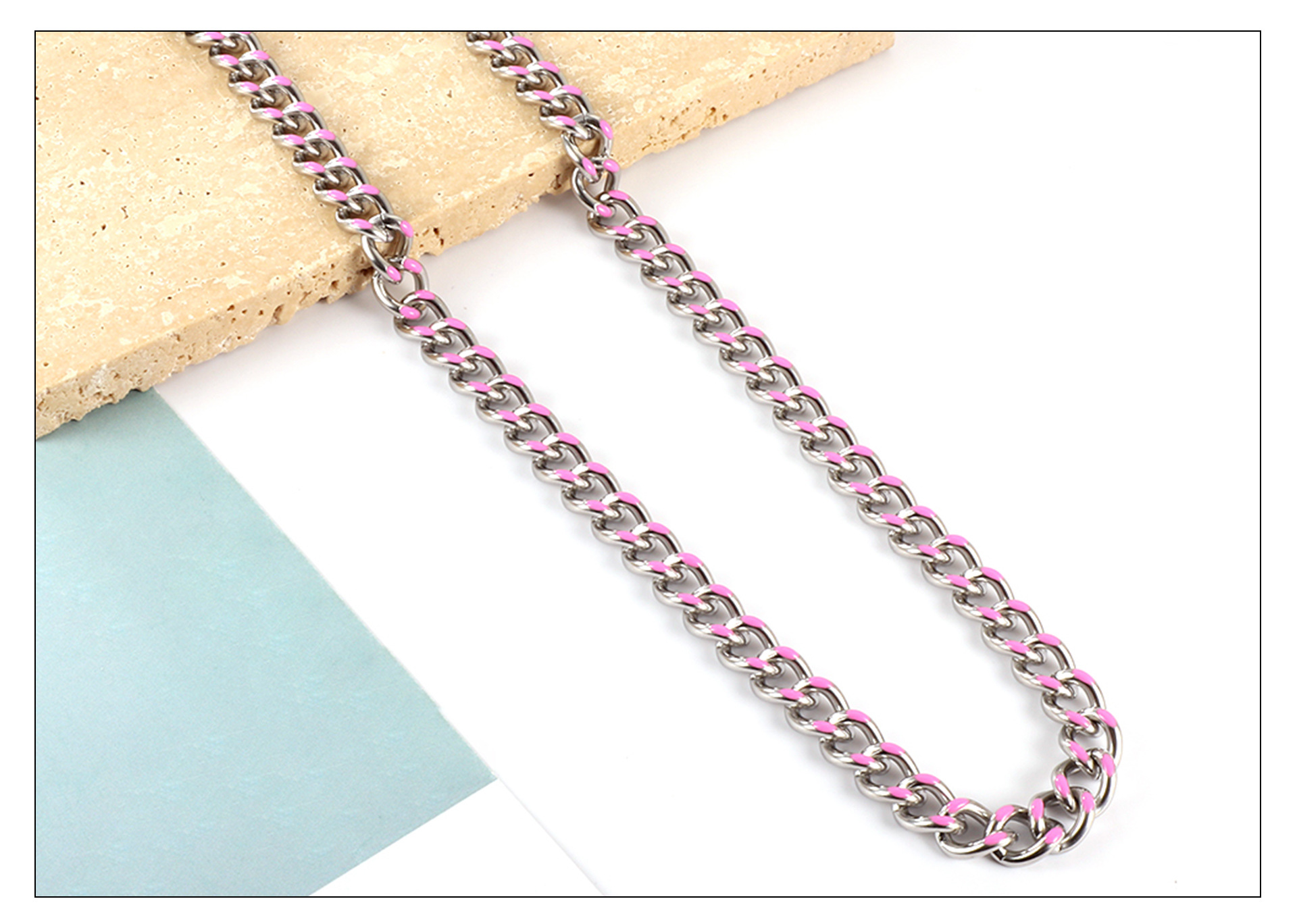 Simple Style Geometric Stainless Steel Titanium Steel Enamel Plating Necklace 1 Piece